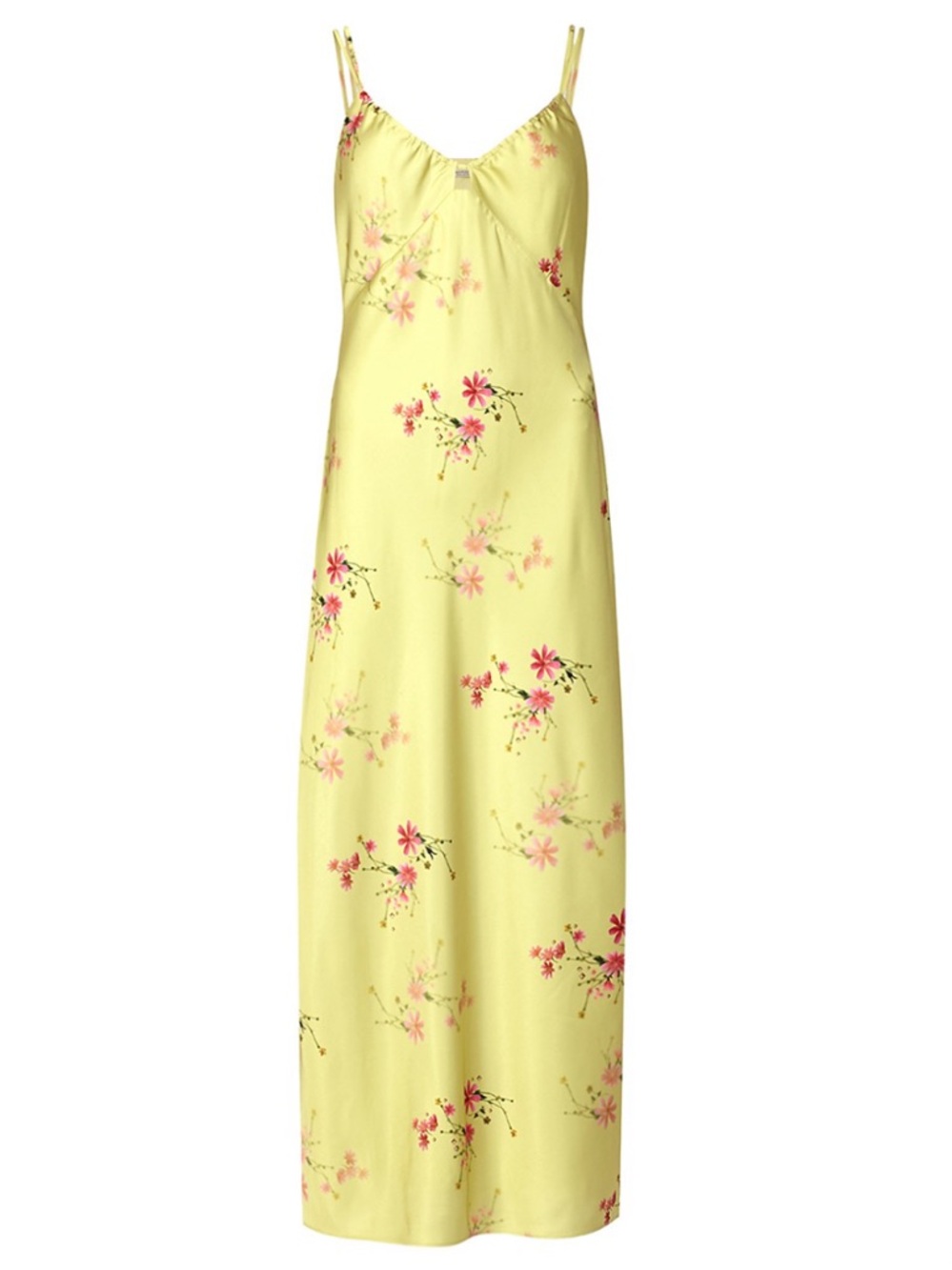 All Saints Yellow Floral Slip Maxi Skirt